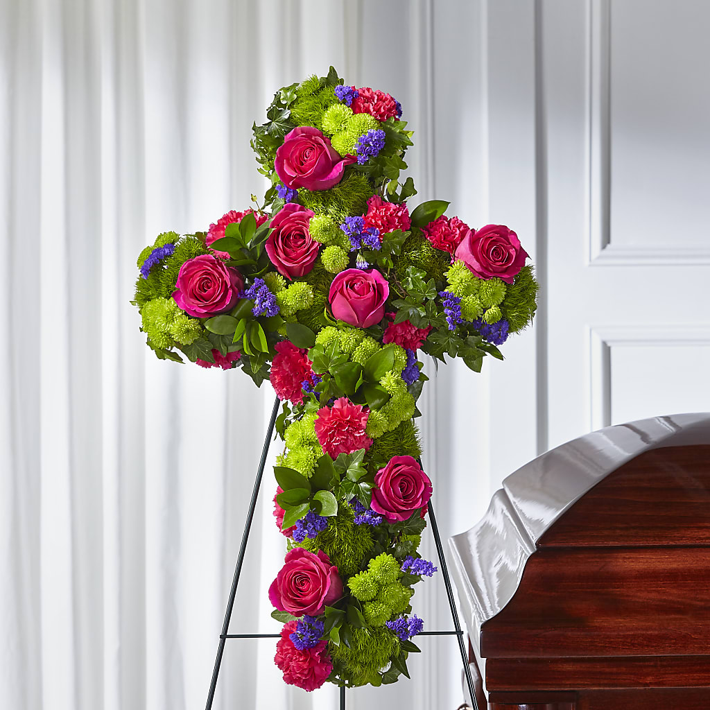 Tribute Rose Floral Cross – BLOOM & CO, Gulfport FL