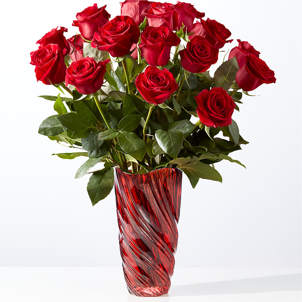 Classic Love Red Rose Bouquet with Luxe Swirl Vase – BLOOM & CO, Gulfport FL