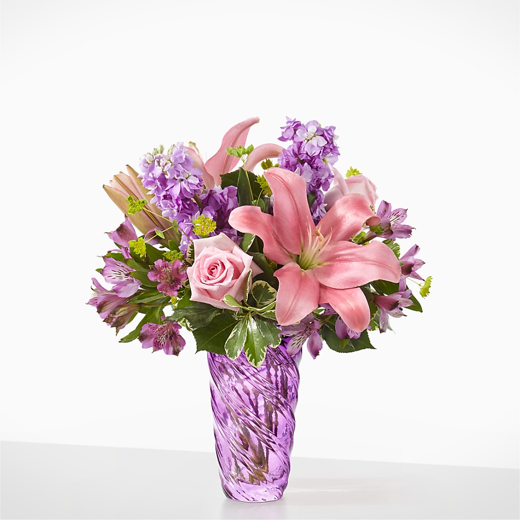 Precious Petals Bouquet with Luxe Swirl Vase – BLOOM & CO, Gulfport FL