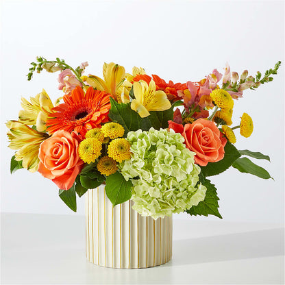 Autumn Sunshine Bouquet with Ivory Vase – BLOOM & CO, Gulfport FL