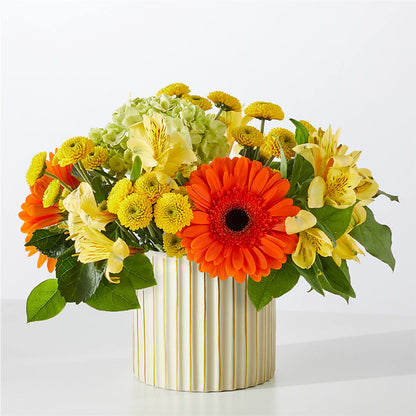 Autumn Sunshine Bouquet with Ivory Vase – BLOOM & CO, Gulfport FL