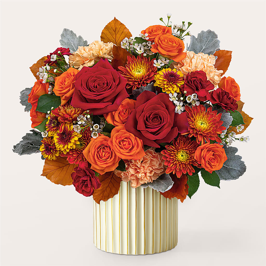Merlot Bouquet with Ivory Vase – BLOOM & CO, Gulfport FL